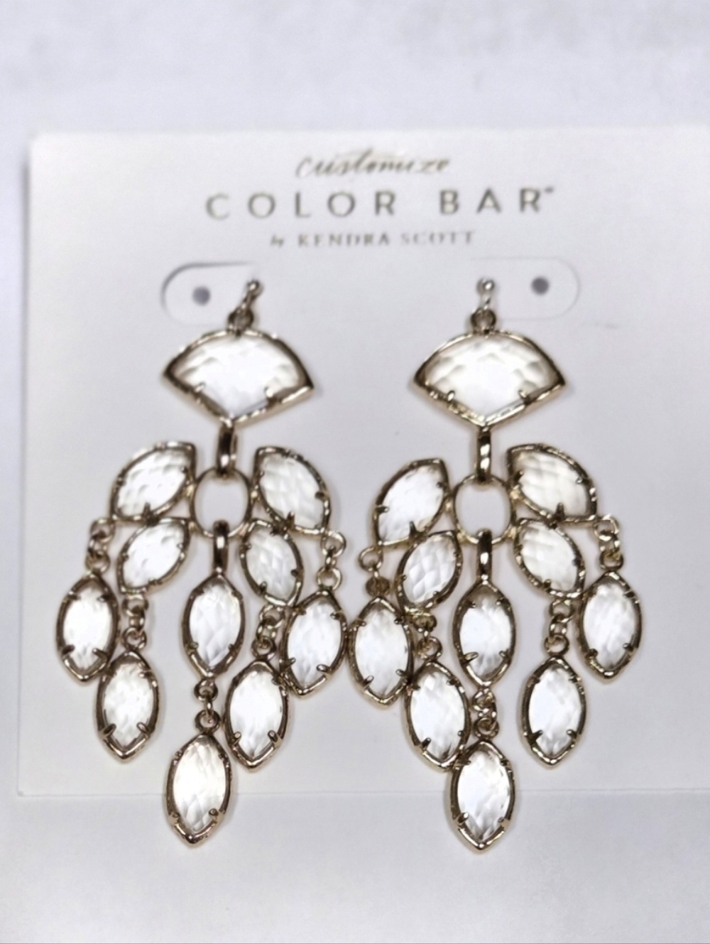 Kendra Scott Gwen GOLD Chandelier Earrings Clear Glass Rare/Vintage - Picture 3 of 7